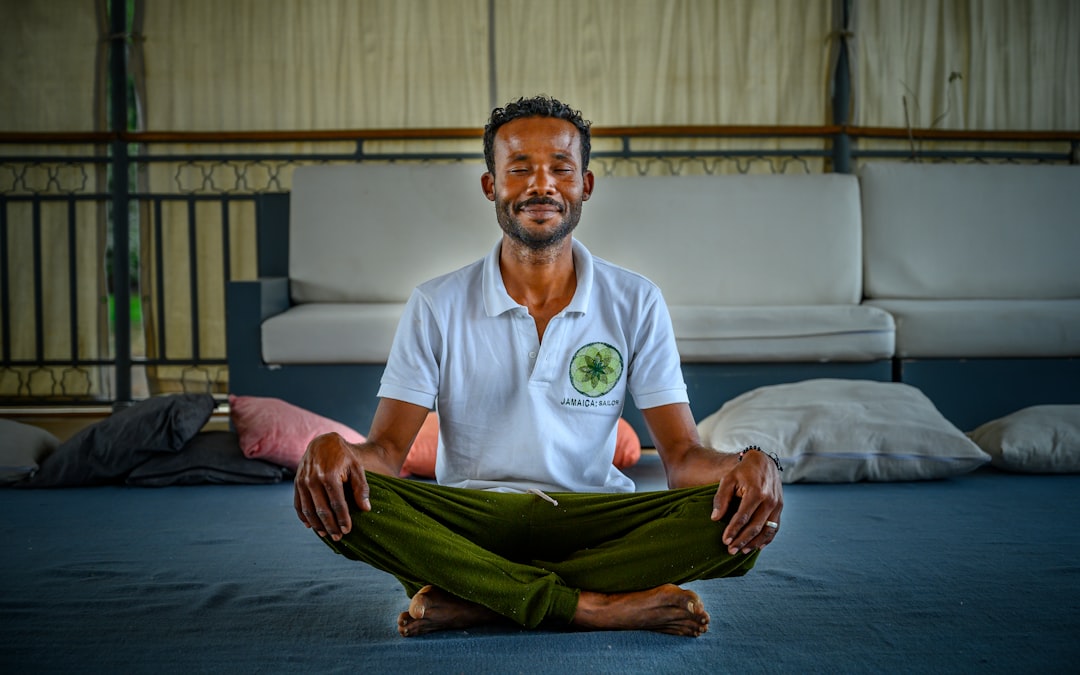 Man in lotus position meditation